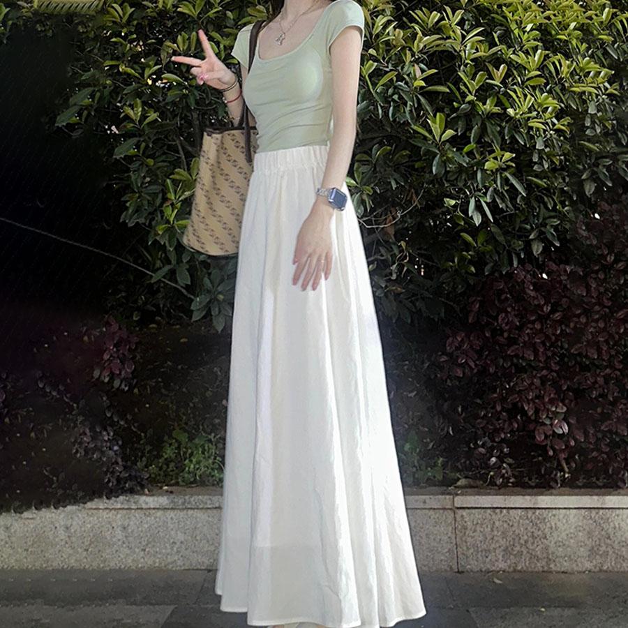 Damen Frühling/Sommer Weicher Stil Weiß High-Waist Slim-Fit Midi-Rock - Eleganter Femininer Halbrock