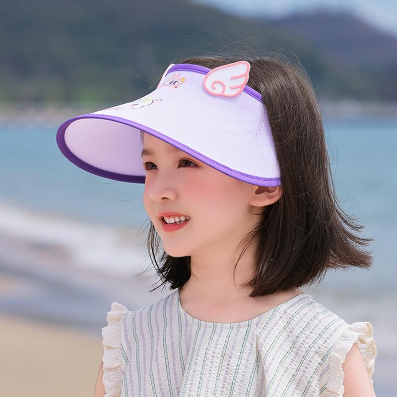 Tecknad Barn Sommar Solhatt Med Bred Brätte Andningsbar Polyester För Utomhuslek Och Solskydd
