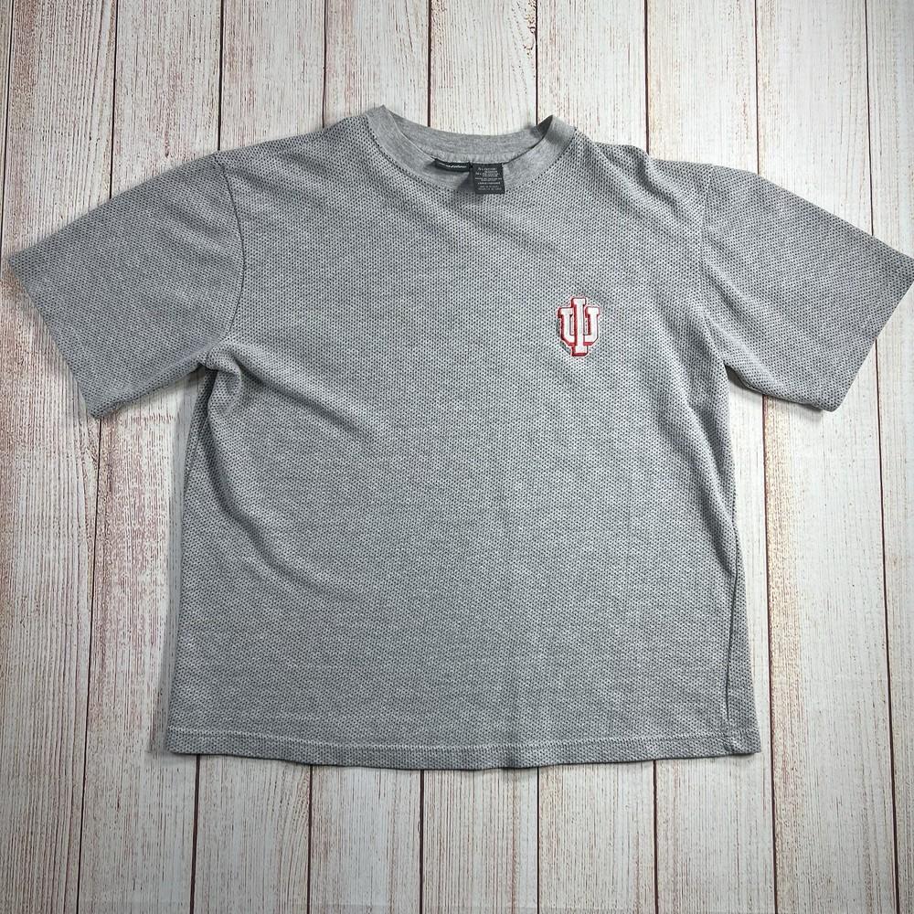 Vintage Indiana Hoosiers Waffle Knit T-Shirt Adult Large Gray Unisex T-Shirt M