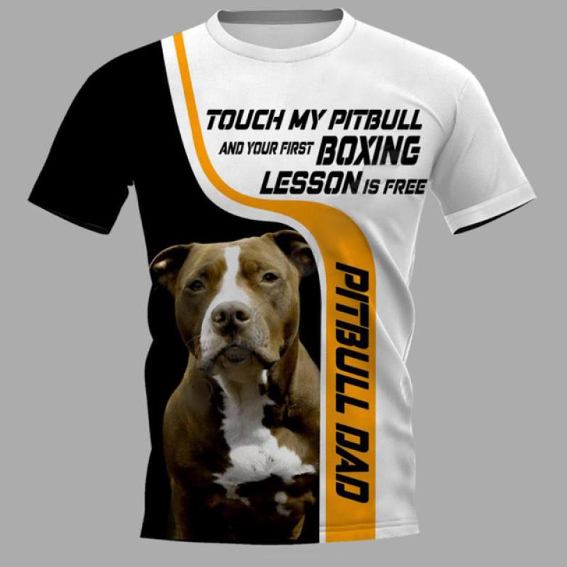 2023 männer T Shirts Haustier Hund Pitbull Grafik 3D Druck Sommer Unisex Erwachsene Tops Mode T-stück Lässige Übergroßen männer Kleidung