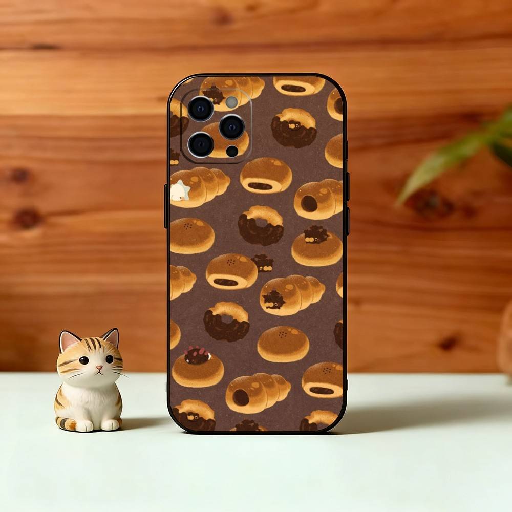 

Cute Bread Illustration Phone Case Silicone Soft For IPhone 17 16 15 14 13 12 11 X XR Plus Pro Max Plus iPhone13