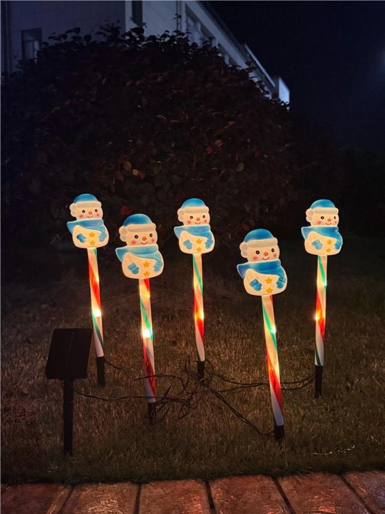 Xiaomi Solar Christmas Snowman Candy Lights 1 in 5 Outdoor Garden Stake Lights Warm White 8 Modes Yard Lawn Path Holiday Decorations