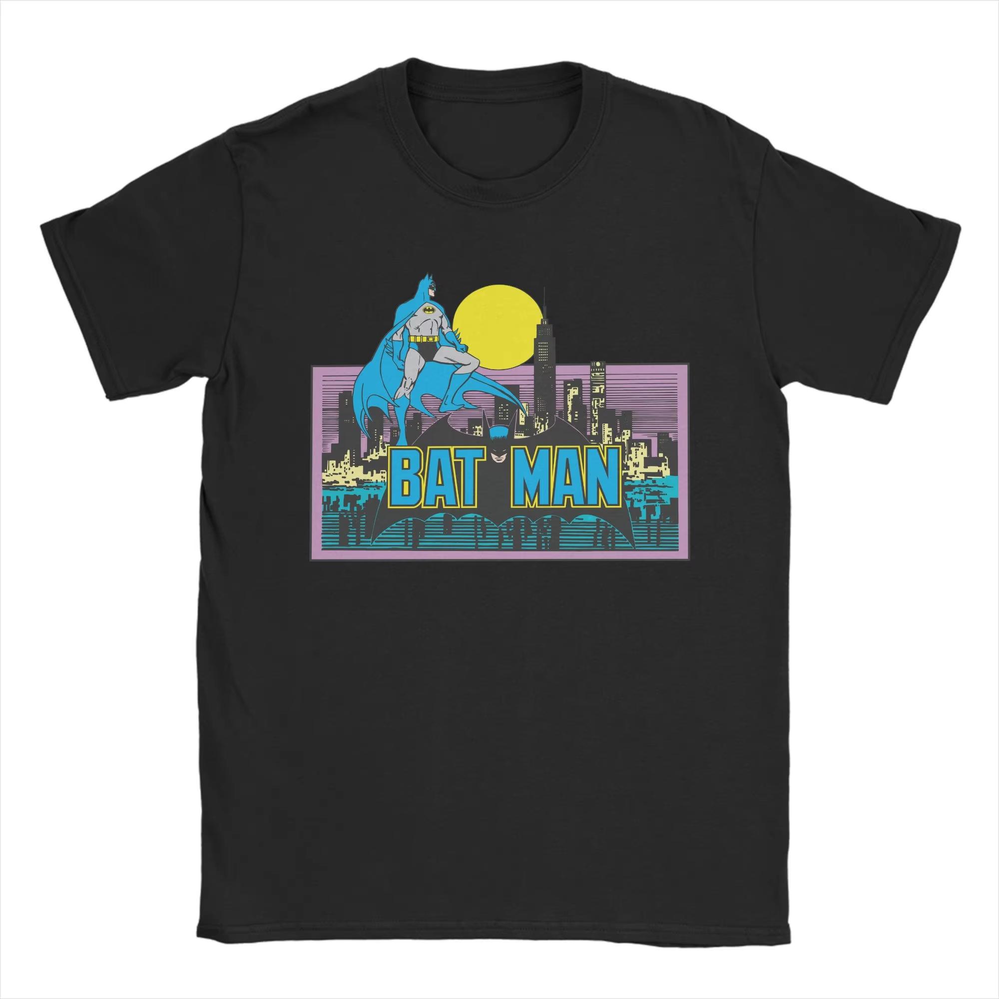 Men & Women Batman Letter Print Pure Cotton Crew Neck Short Sleeve Graphic Women And Men T-Shirt 4XL