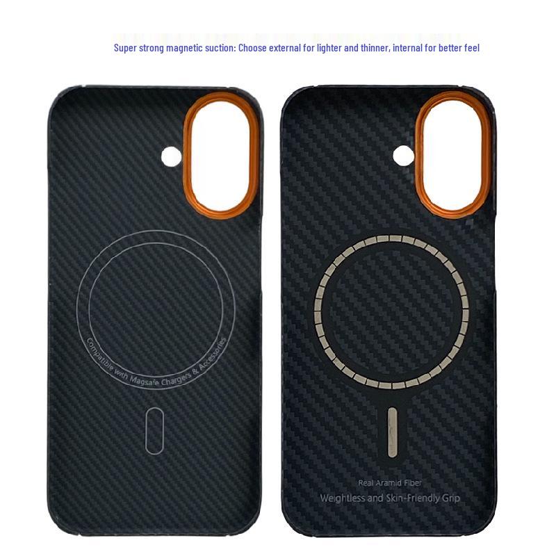 Apple iPhone 17 Ultra-thin Kevlar Case with Magnetic Suction, Alloy Frame, Aramid Fiber, and Half-wrapped Design