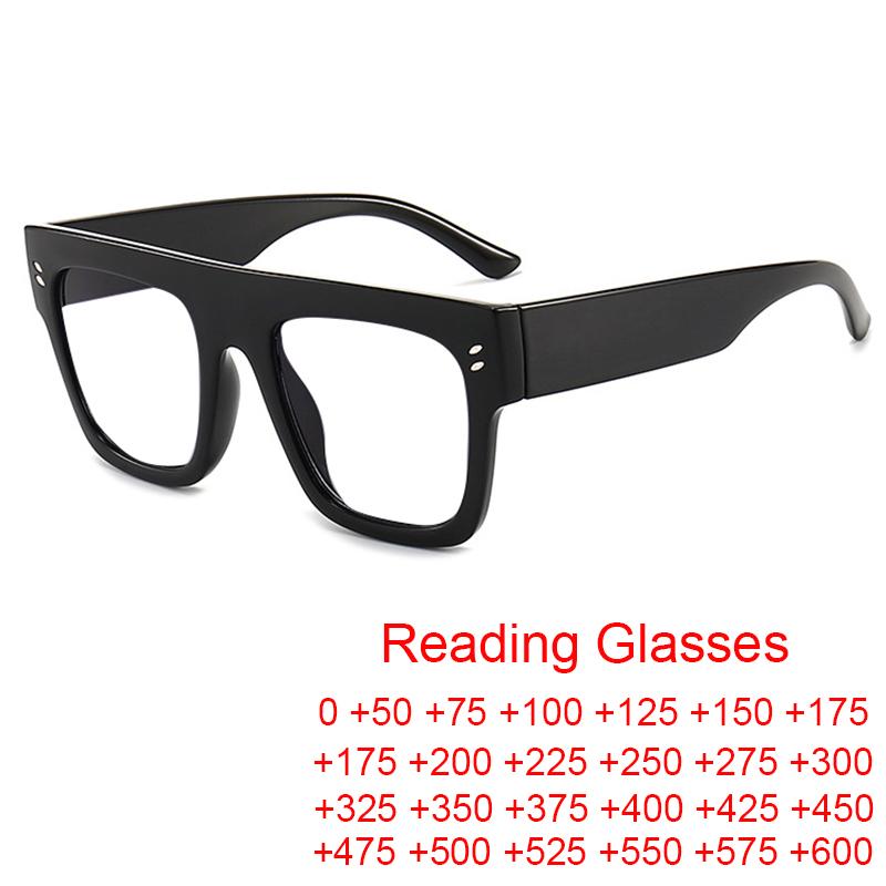 Luxury Unisex Reading Glasses Men Women Black Oversized Farsightedness Eyewear Vintage Square Glasses For Sight Plus Lenses +1.5