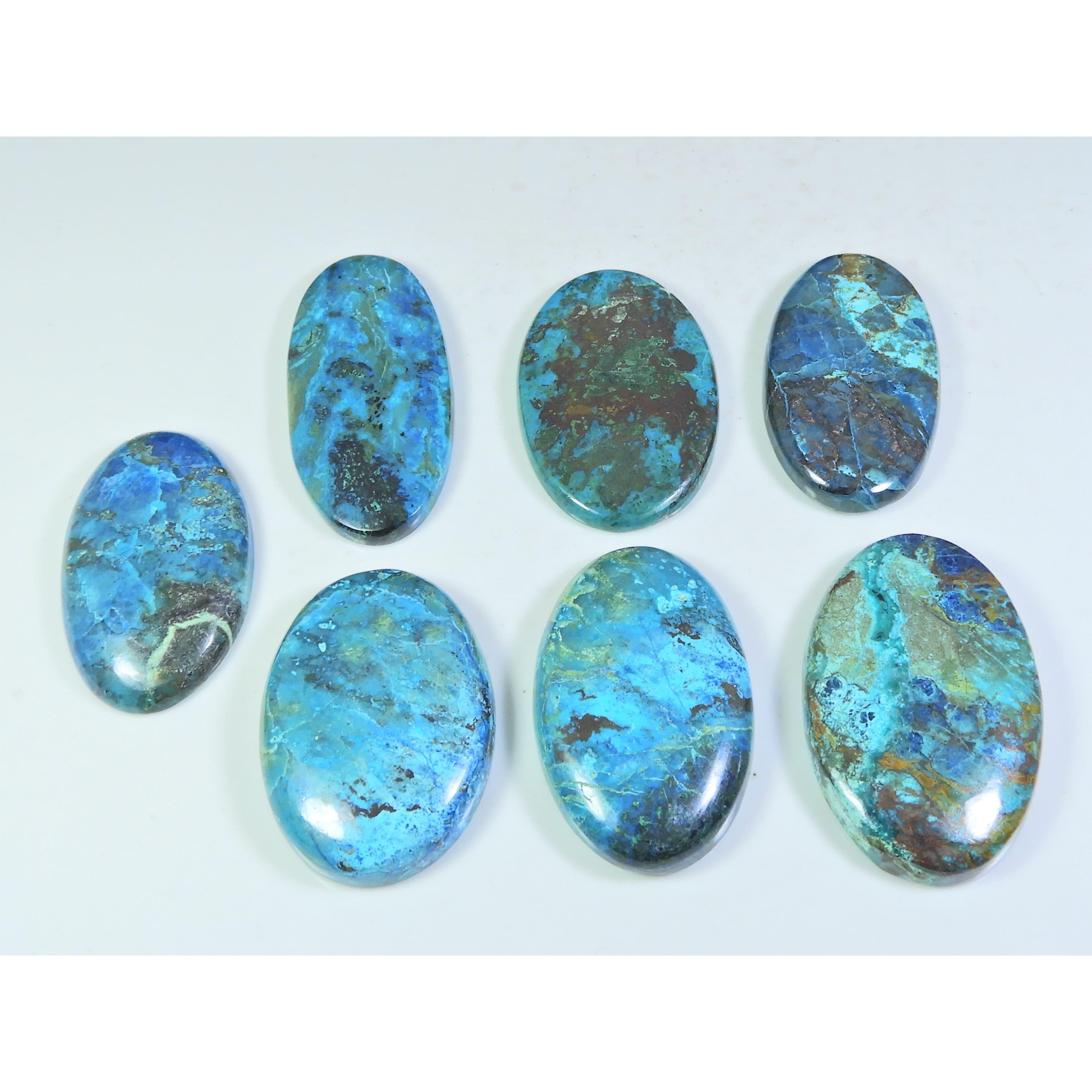 

346Cts. Natural Shattuckite Oval Shape Cabochon Loose Gemstone 07Pcs Lot C-284