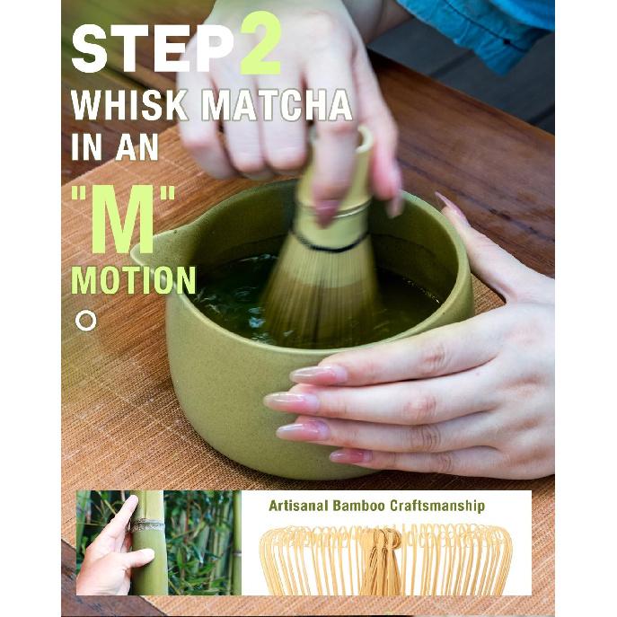 20OZ Matcha Whisk Set - 5PCS Japanese Tea Set Includes Matcha Bowl with Spout, Bamboo Whisk with Ceramic Holder, Bamboo Scoop and Sifter, Matcha Kit
