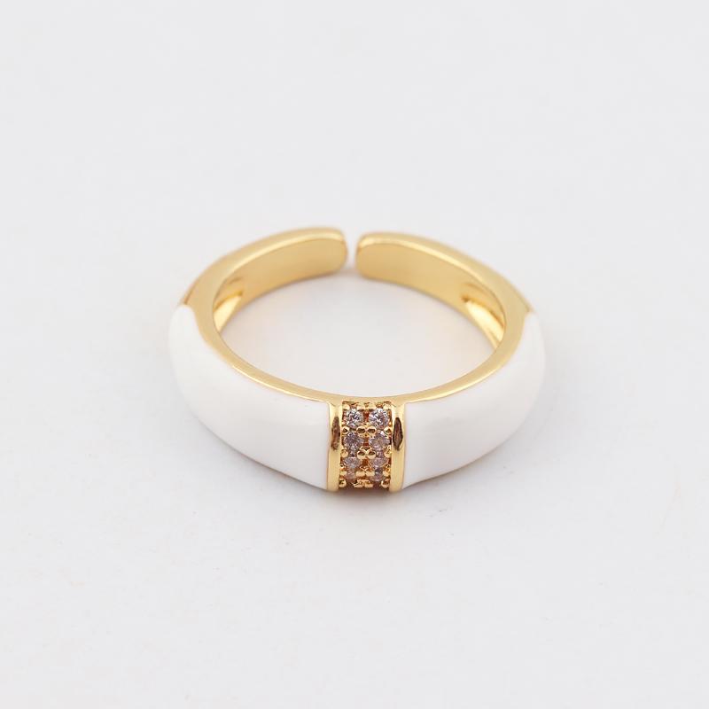 6 Colors Simple Style Colorful Enamel Ring Paved With Shiny Rainbow Cubic Zircon Stone Fashion Wed Engage Ring For Women