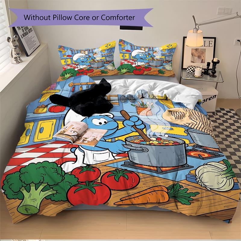 Smurf Kitchen Print 3Pcs Bedding Setduvet Cover With 2 Bedropillowcase Home Birthday Gift