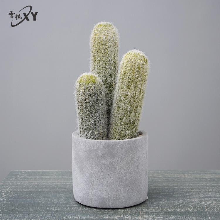 Simulated Cactus Fleshy Potted Office Decoration Fake Cactus Cement Retro Small Bonsai