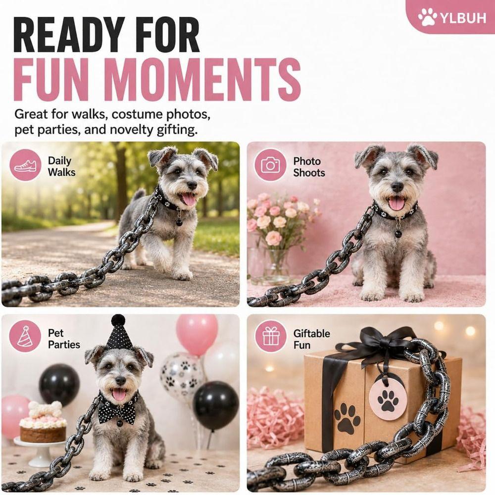 Lightweight Fake Chain Leash Funny Photo Prop Leash Novelty Dog Leash Prop Puppy Walking