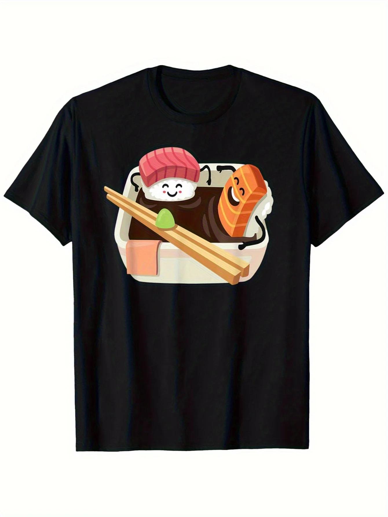 Womens Japanese Sushi Roll Graphic TShirt Fun Print Casual Everyday Comfort Fashion Aesthetic Clothes Personality Summer Y2K S