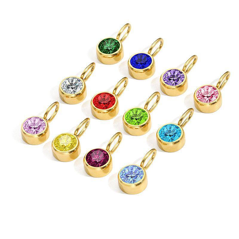 CARLIDANA Fine Jewelry Charms Hot Birthstone Necklace Fashion Simple Zircon Stainless Steel Necklace Christmas Birthday Gift