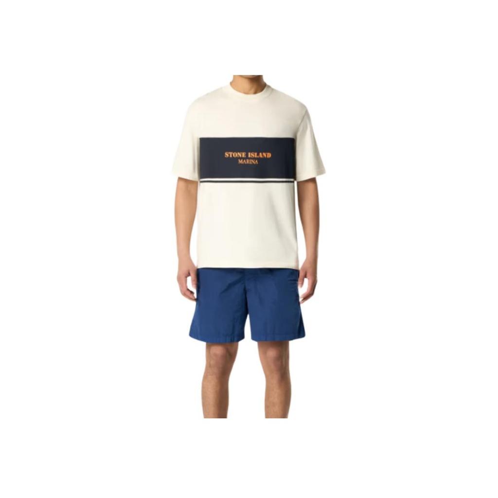 Stone Island Letter Print Pattern Crew Neck Short Sleeve T-Shirt Men Tops Beige K1S152100024S00X9-V0093