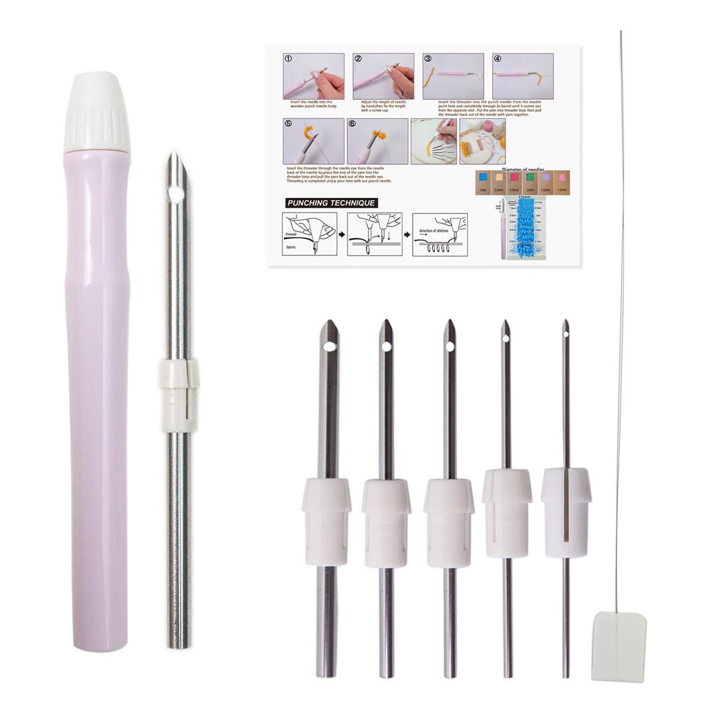 Portable Punch Needle Set Featuring Adjustable Head Ergonomic Designs and Carry Case for Easy Crafting Organization
