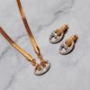 Womens Pig Nose Gold Two-Tone Earrings Clavicle Chain 2026 Fashion Jewelry