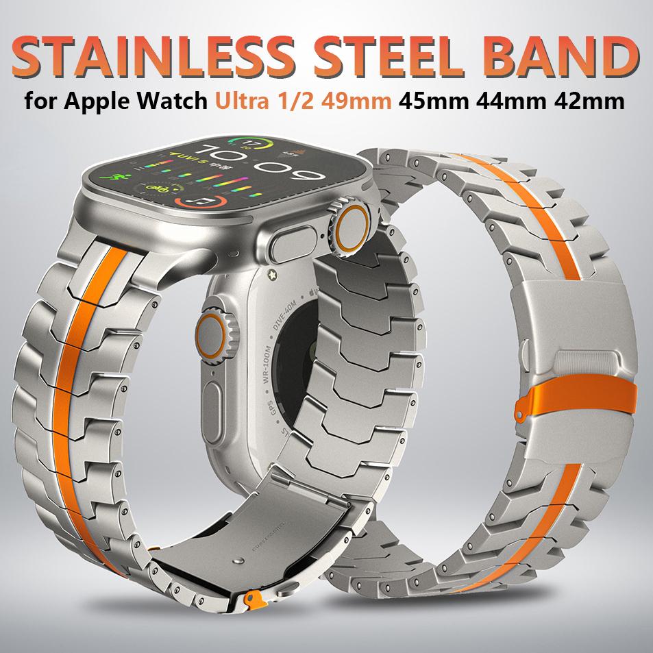 

Браслет со стальными звеньями 49 мм для Apple Watch 49 мм 45 мм 44 мм 42 мм Роскошный мужской ремешок Iwatch Series 9 6 5 4 Se 7 8 Ultra 2 Correa 41 мм 40 мм 38 мм ремешок For 38mm 40mm 41mm оранжевый