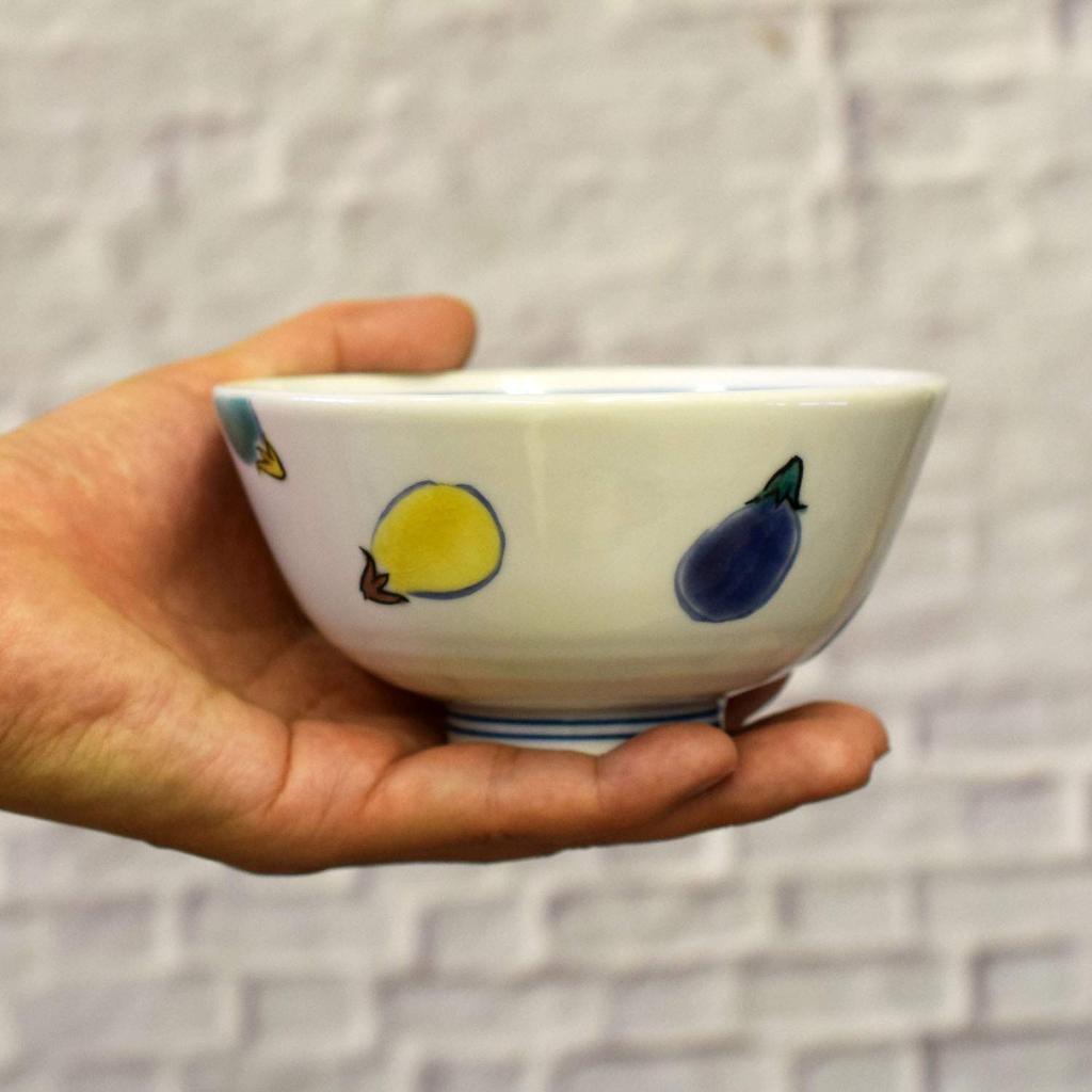 Waza no Kura Stylish Kutani Ware Rice Bowl Colorful Eggplant Ceramic Rice Bowl Brand Japanese Tableware Made in Japan Perfect Gift for and 88th