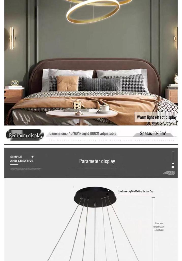 Personalized Nordic Style Minimalist Pendant Light for Living Room/Bedroom - Modern Circle Combination Design