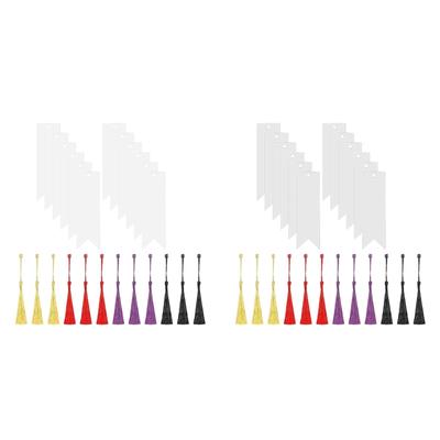 12 Pcs Blank Bookmarks Set Rectangular Acrylic Bookmarks with Colourful Tassels Clear Bookmarks for Handmde Projects