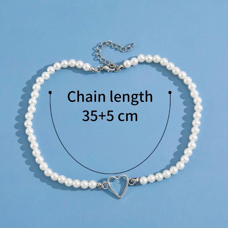 Imitation Pearl Heart Pendant Necklace - Women's Light Luxury Versatile Choker