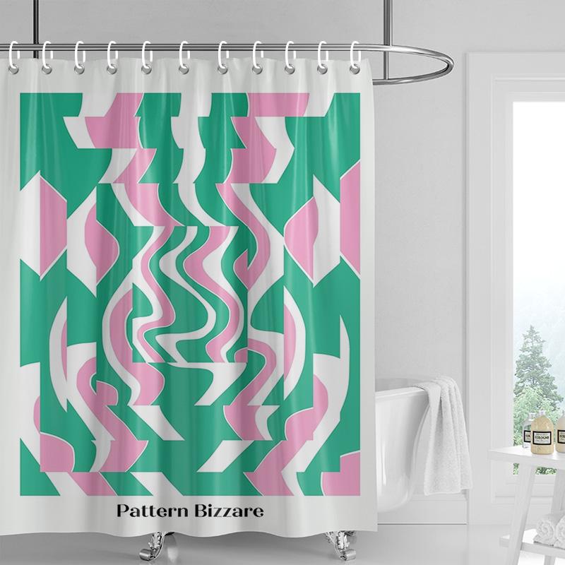 Ins style bathroom soft cloth shower curtain abstract geometric pattern design waterproof bathroom door curtain decoration