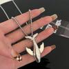 Vintage Eenvoudige Walvis Hanger Ketting Grote Witte Haai Ring Sets Voor Vrouwen Verfijnd High-End Ontwerp Feest Bedel Sieraden Cadeau