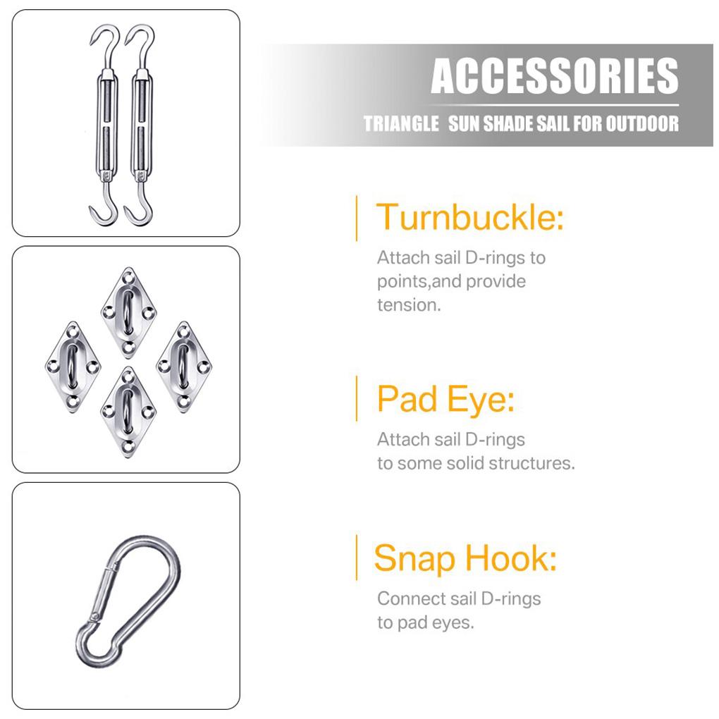 Ship Sunshade Stainless Steel Spring Hook Awning Canopy Buckle Swing Hardware Screws Kit for Household Outdoor