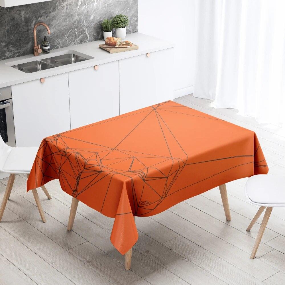 Geometric Line Tablecloth Home Decor Stain Resistant Waterproof Table Decoration Rectangular Kitchen Fireplace Countertop