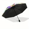 1pc Owl Pattern Auto Open/close, All-Season Portable Folding Umbrella for Women & Men, Travel, Everyday, Formal Events - Compact Luxury Parasol, Outdo