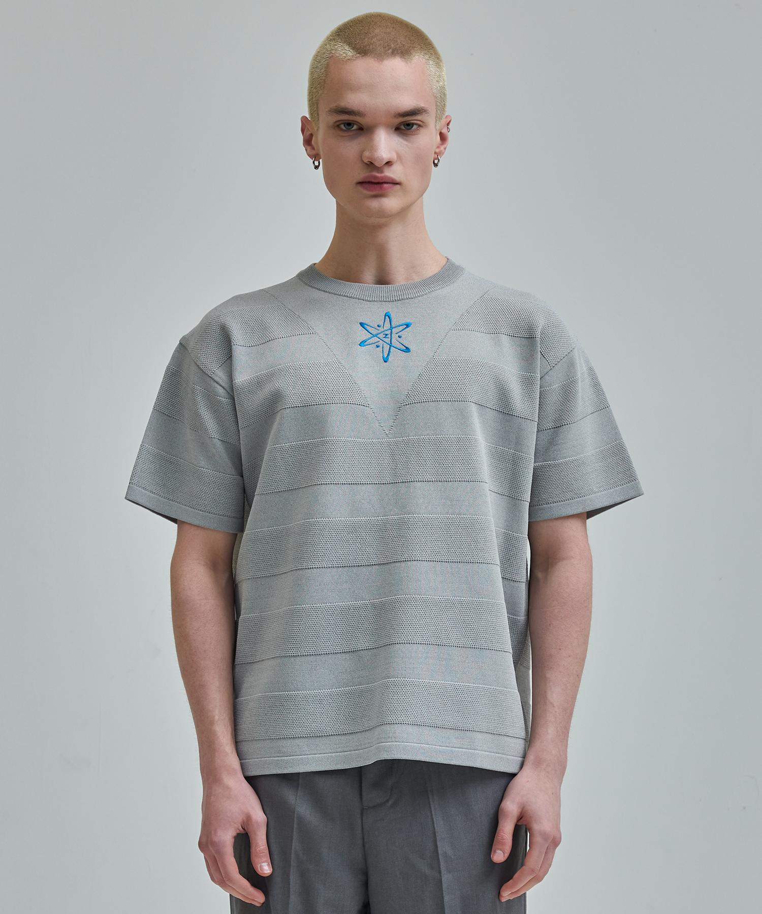 Zensai Logo Round Short Sleeve Knit Grey M