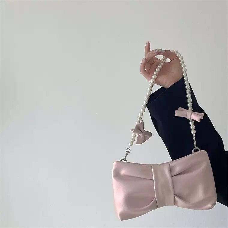 Pearl Bow Armpit Women's Bag Small Fresh Fairy Bag Korean Version Single Shoulder Carrying Crossbody Bag
