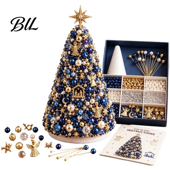 Handmade Gift for Craft Lovers DIY Beaded Tree Kit Adults, Christmas Bead Kit, Beginner Friendly Set 3D Ornament Holiday Tabletop Mantel Decoration