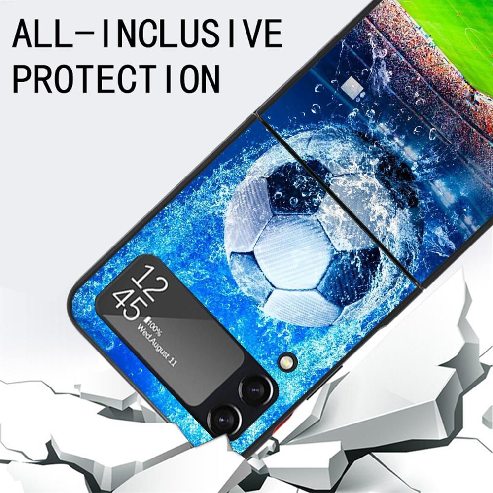 Football Soccer Ball Design Phone Case For Samsung Galaxy Z Flip3 Flip4 Flip5 Flip6 Flip7 For Z Flip 7 6 5 4 3 5G Hard Folding C
