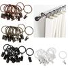 12 Gardinenringe beschichtet mit Clips, 25 mm / 32 mm Durchmesser