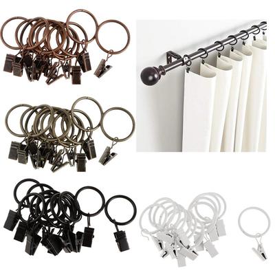 12 Gardinenringe beschichtet mit Clips, 25 mm / 32 mm Durchmesser