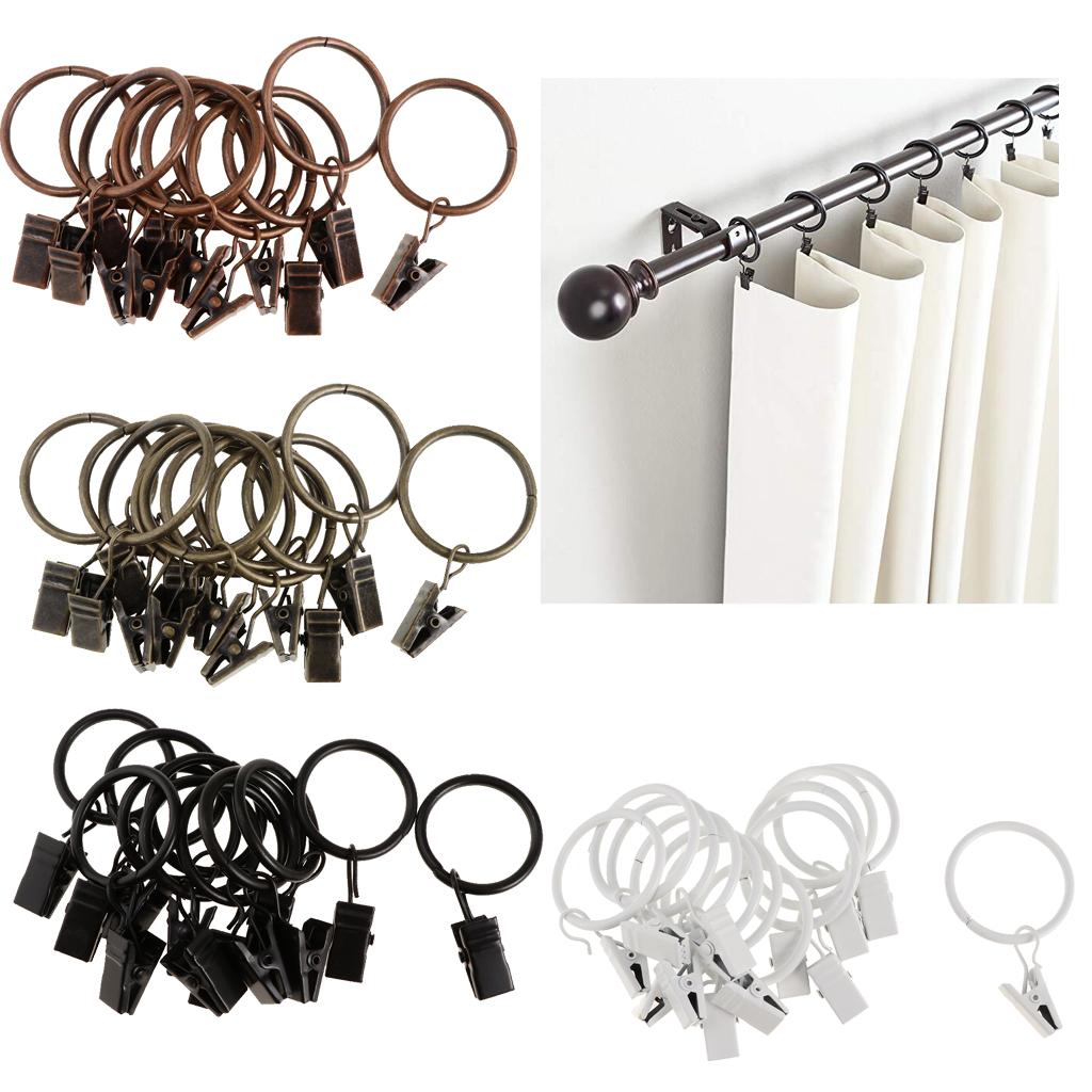 12 Curtain Rings Made of Coated with Clips, 25 Mm / 32 Mm Diameter