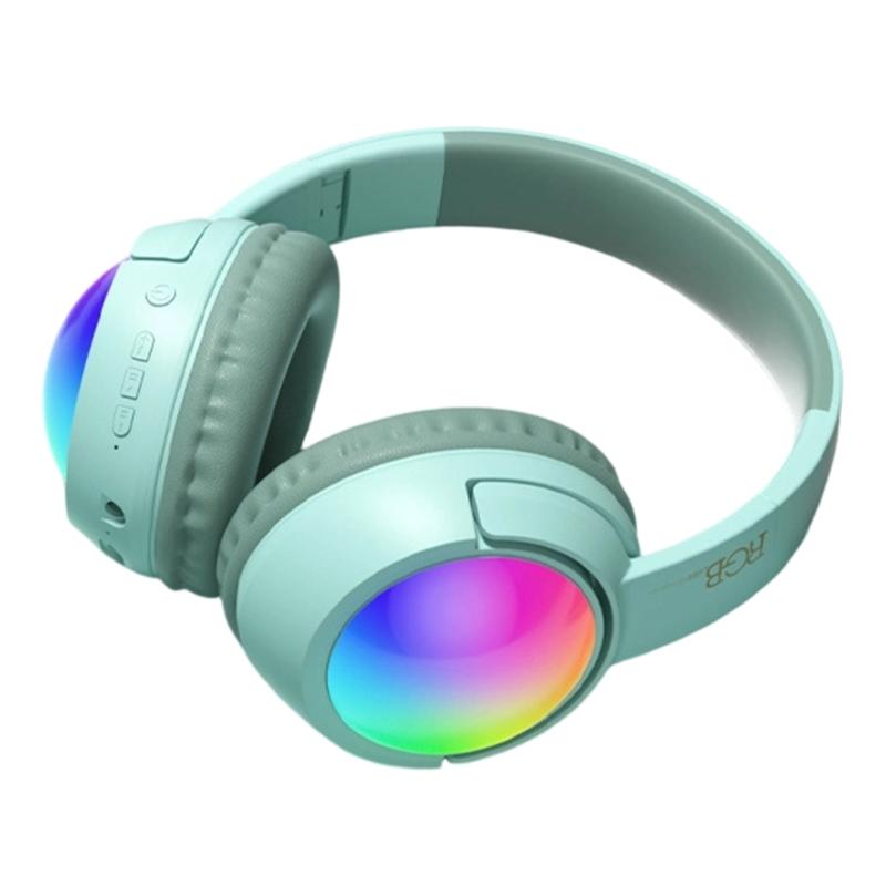 Foldable LED Gaming Headphone with Noise Canceling Bluetooth-compatible 5.4 Long Battery Life Auxiliary TF Card Support