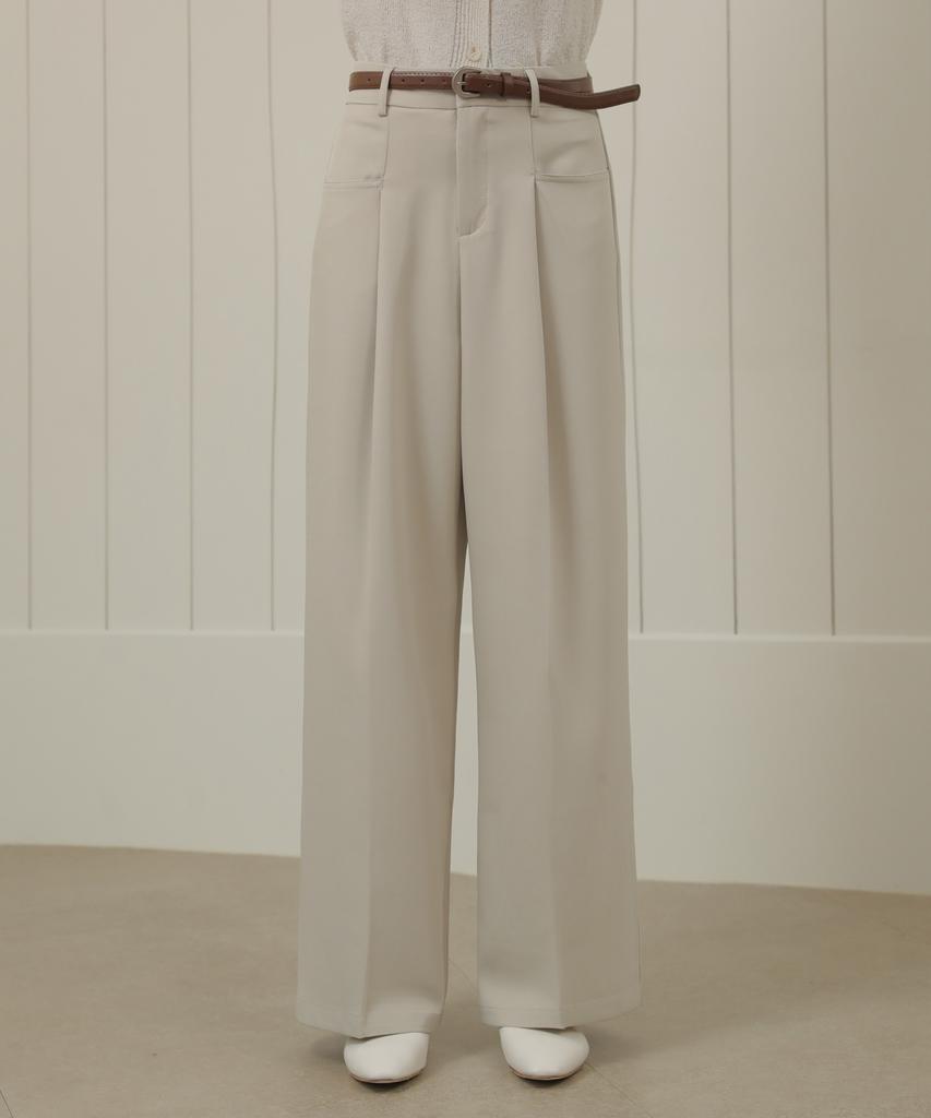 NON AND NON Transverse Pocket Wide Pants_Nspt464 (Beige)