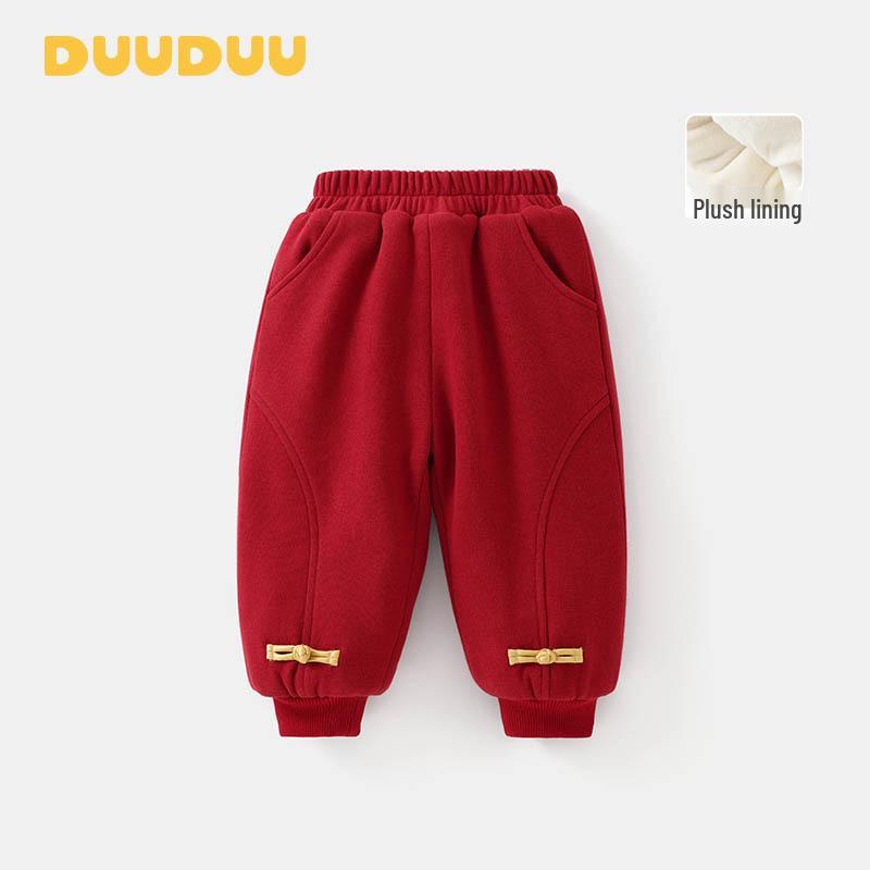 DUUDUU Infant & Toddler Fleece-Lined Cotton Sweatpants - Unisex Autumn/Winter Style 2025 120cm