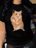 Cute Hamster Peace Sign Graphic Black T-shirt
