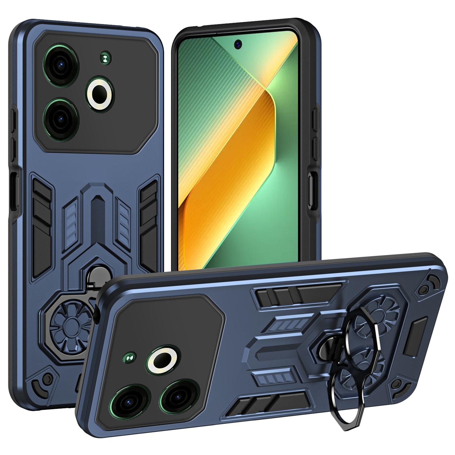 

For TECNO Pova 6 Neo Case Ring Holder Kickstand PC+TPU Shockproof Phone Cover
