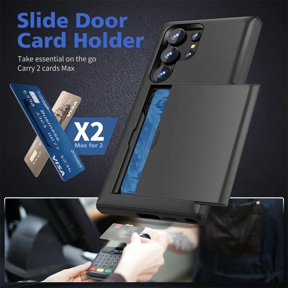 Slim Dual Lay Heavy Protector Case For Samsung Galaxy S26 S25 S24 S23 S22 S21 Ultra Plus FE A55 Hidden Card Slot Wallet Cover
