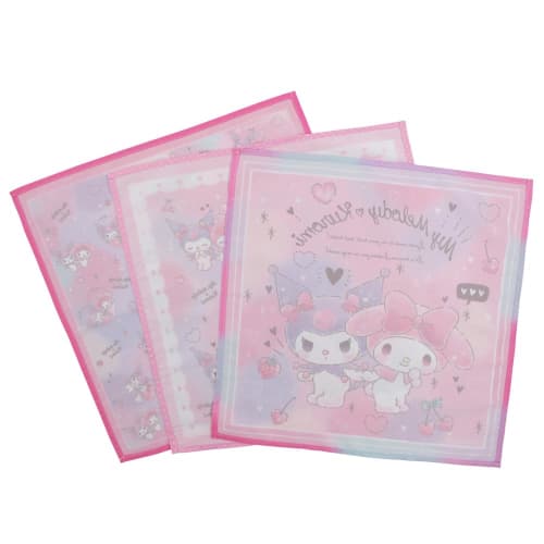 Salonge My Melody & Kuromi 43601 Set de Serviettes (3 pièces) 870900 Serviette de déjeuner Serviette de déjeuner My Melody MyMelody KUROMI