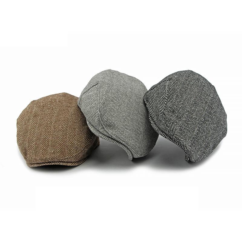 Bărbați Toamnă Iarnă Beretă în dungi în oase de pește