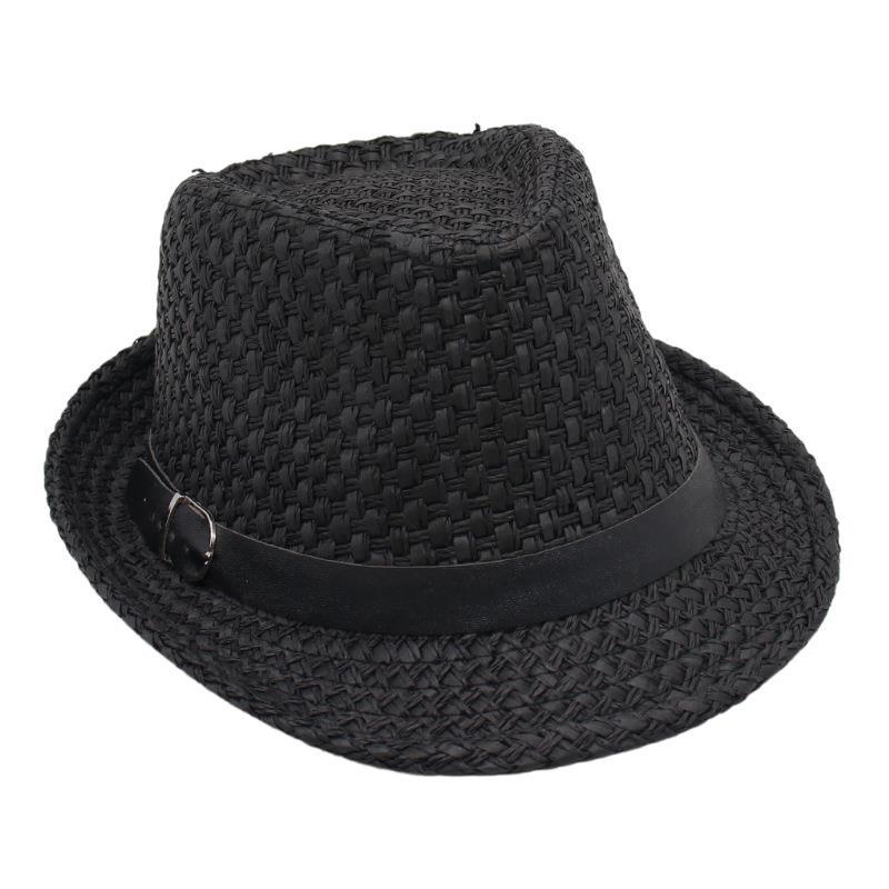 Spring And Summer Vacation Straw Hat Short Brim Visor Jazz Hat Men'S And Women'S Belt Buckle Beach Hat Hand-Woven Cool Hat