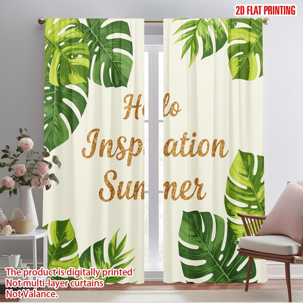 

2pcs 2D flat printing Scene Curtains Tropical Leaves Summer Inspiration 100% Polyester Fabric Without Electricity Birthday Party 52.50×116.00 CM 2pcs