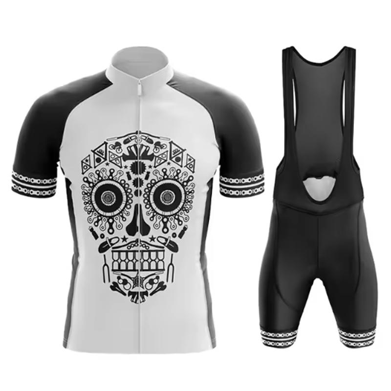 Team Cycling Jersey Set Short Sleeve Cartoon Bicycle Clothing Men Black MTB Maillot Ciclismo Bike Racing Bib Shorts Set