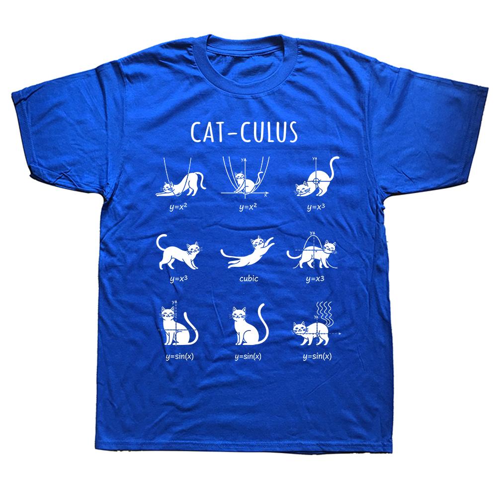 Cat-culus Funny Math Cat Graphic T Shirts Men Women Pure Cotton Humor Streetwear Tee Shirt Short Sleeve Unisex Loose Clothing