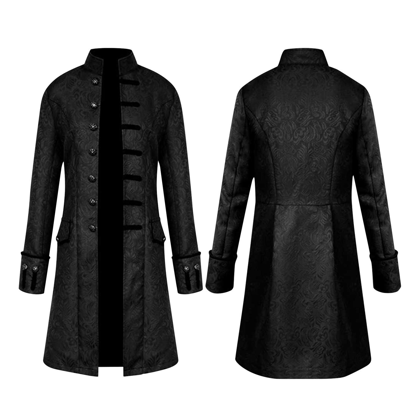 

Men s Winter Jacket, Windbreaker, Long Retro Stand Up Collar Jacket XXL чорний